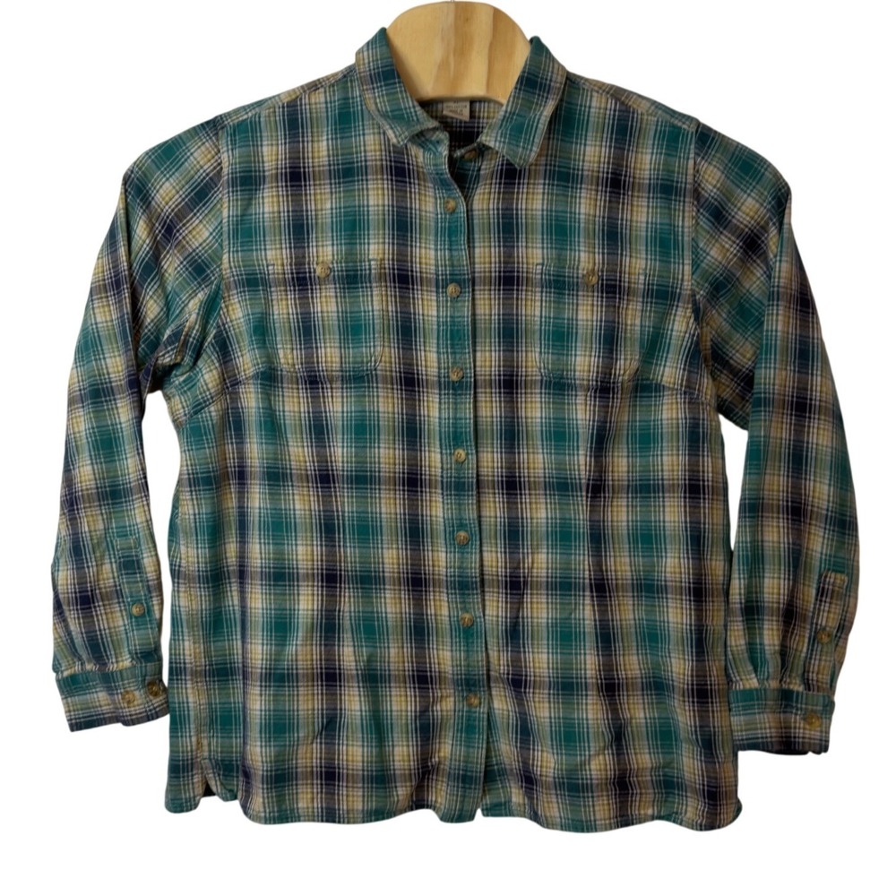 Duluth Trading Co. Womens Plaid Flannel Long Sleeve Button Down Size XL Country